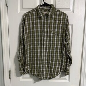 SO Green and White Casual Button Down Shirt